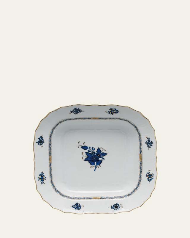 Chinese Bouquet Black Sapphire Square Fruit Dish